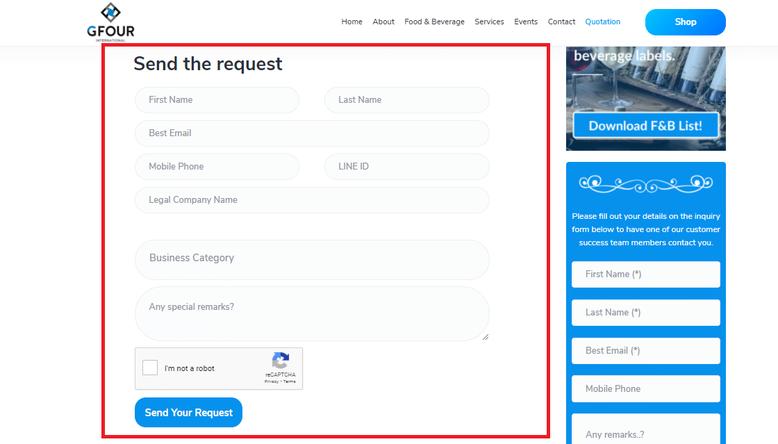 send request button